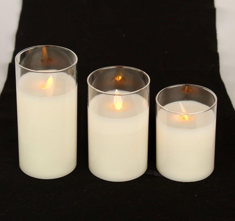 Set Of 3 Wax Candles LED